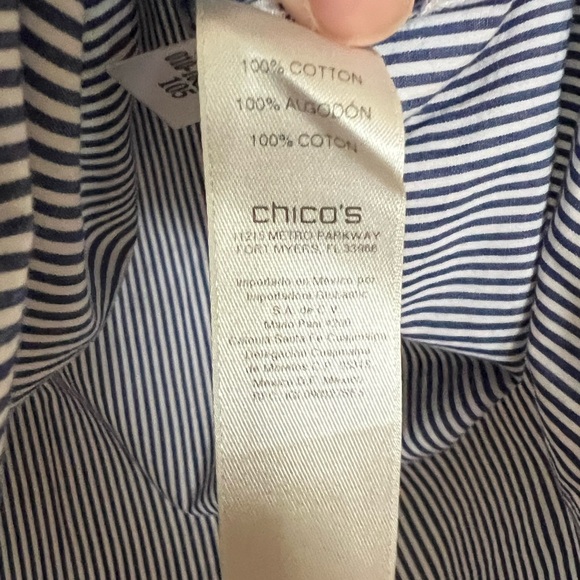 Chicos size 2 (12-14) striped button up 3/4 length sleeve top - Picture 7 of 8